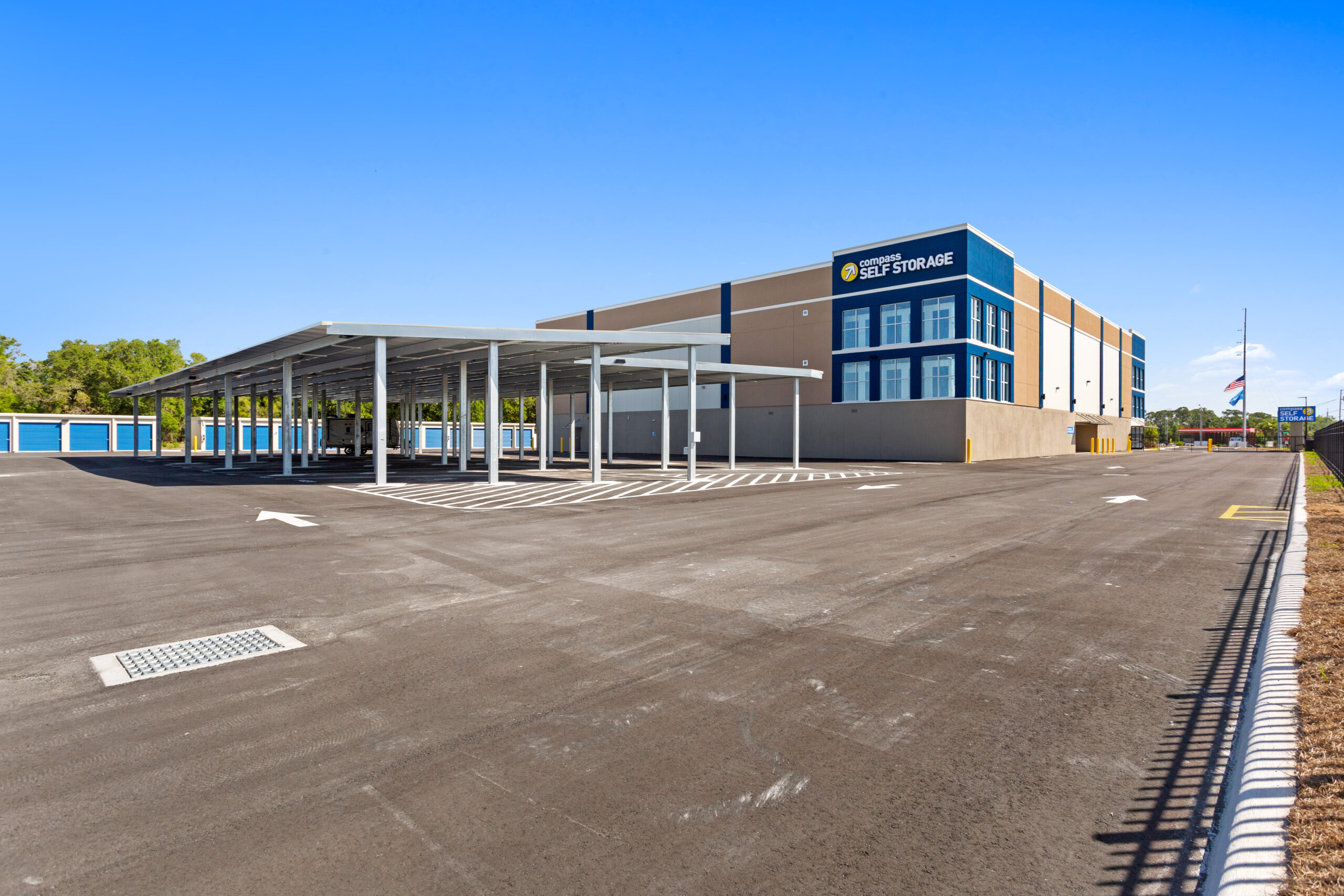 Compass Self Storage building exterior.