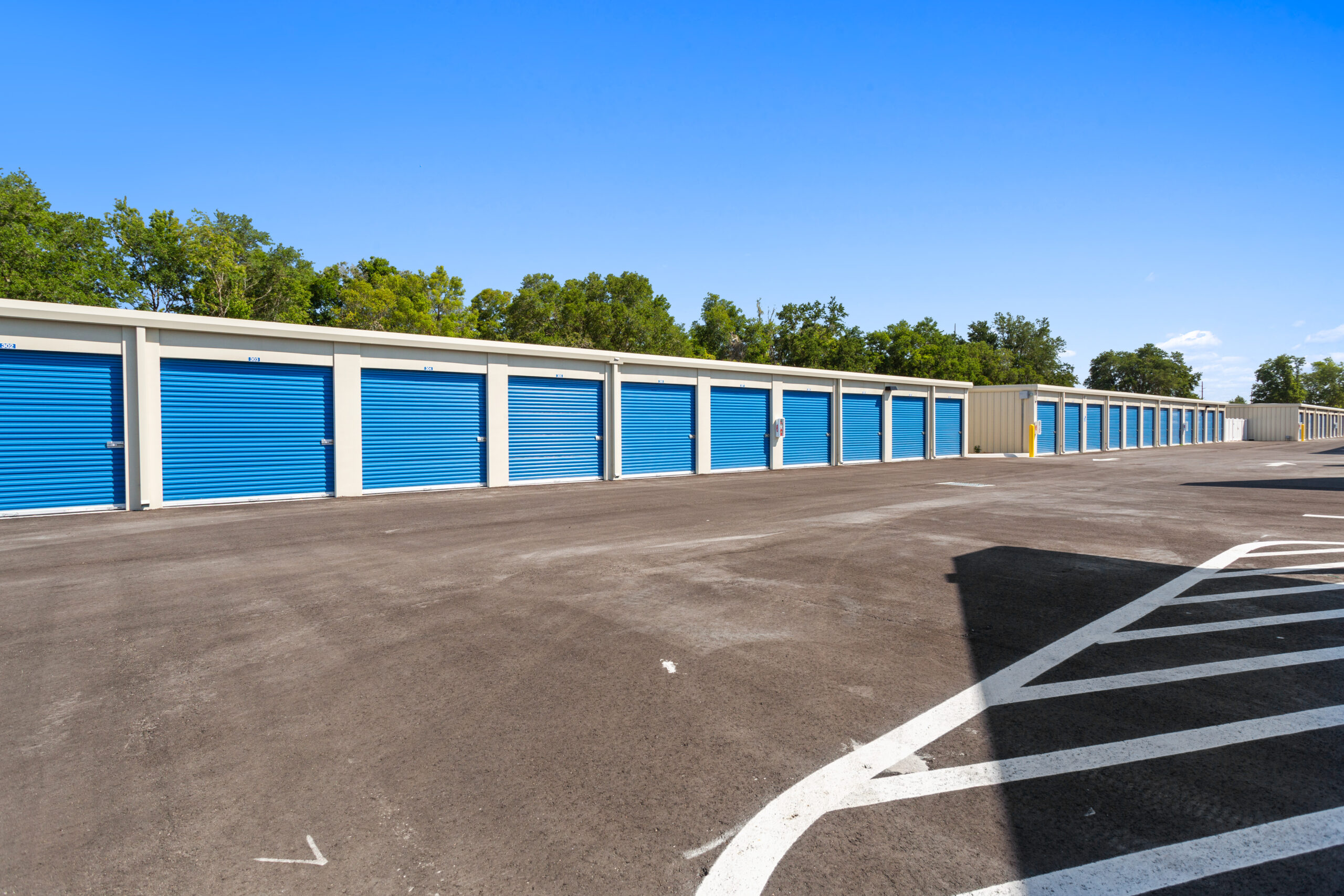Drive-up units at Compass Self Storage.