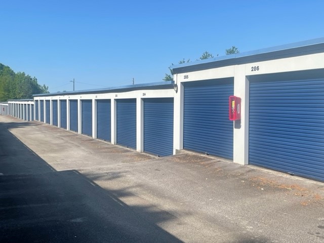 Drive-up units at Compass Self Storage.