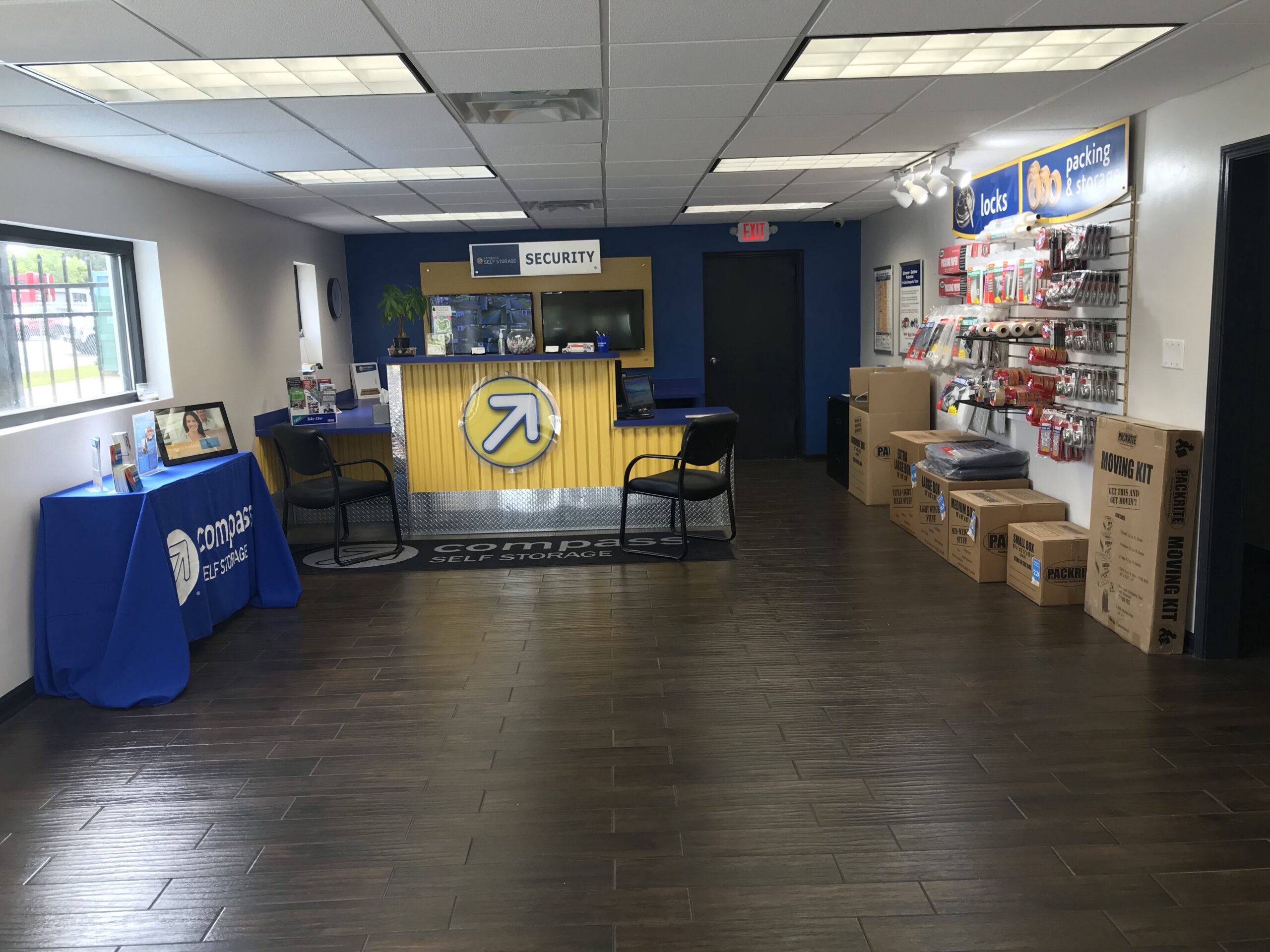 Service desk at Compass Self Storage.