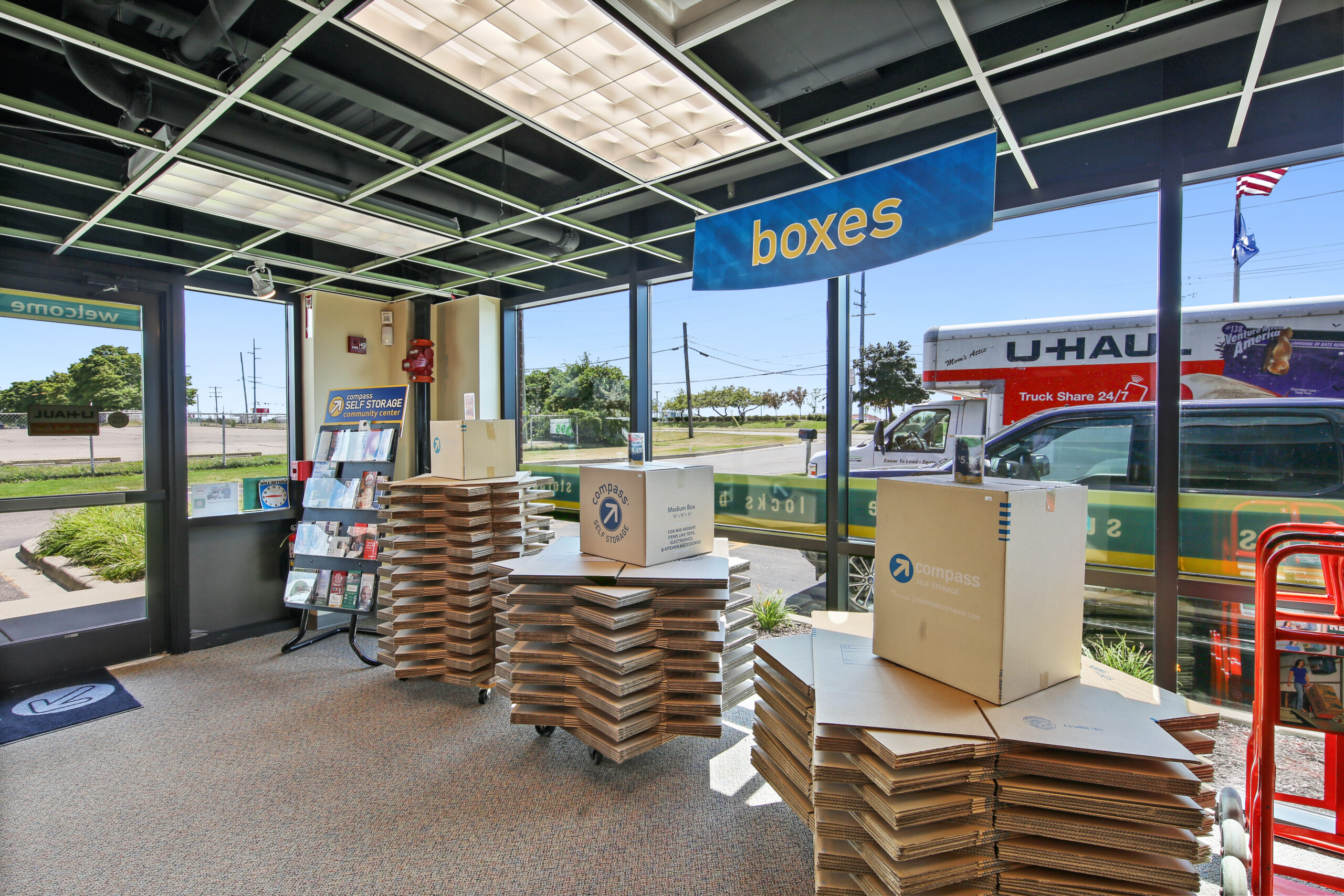 Compass Self Storage moving boxes for sale.