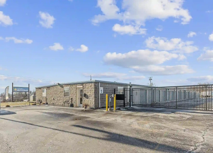 Security gate at Compass Self Storage.