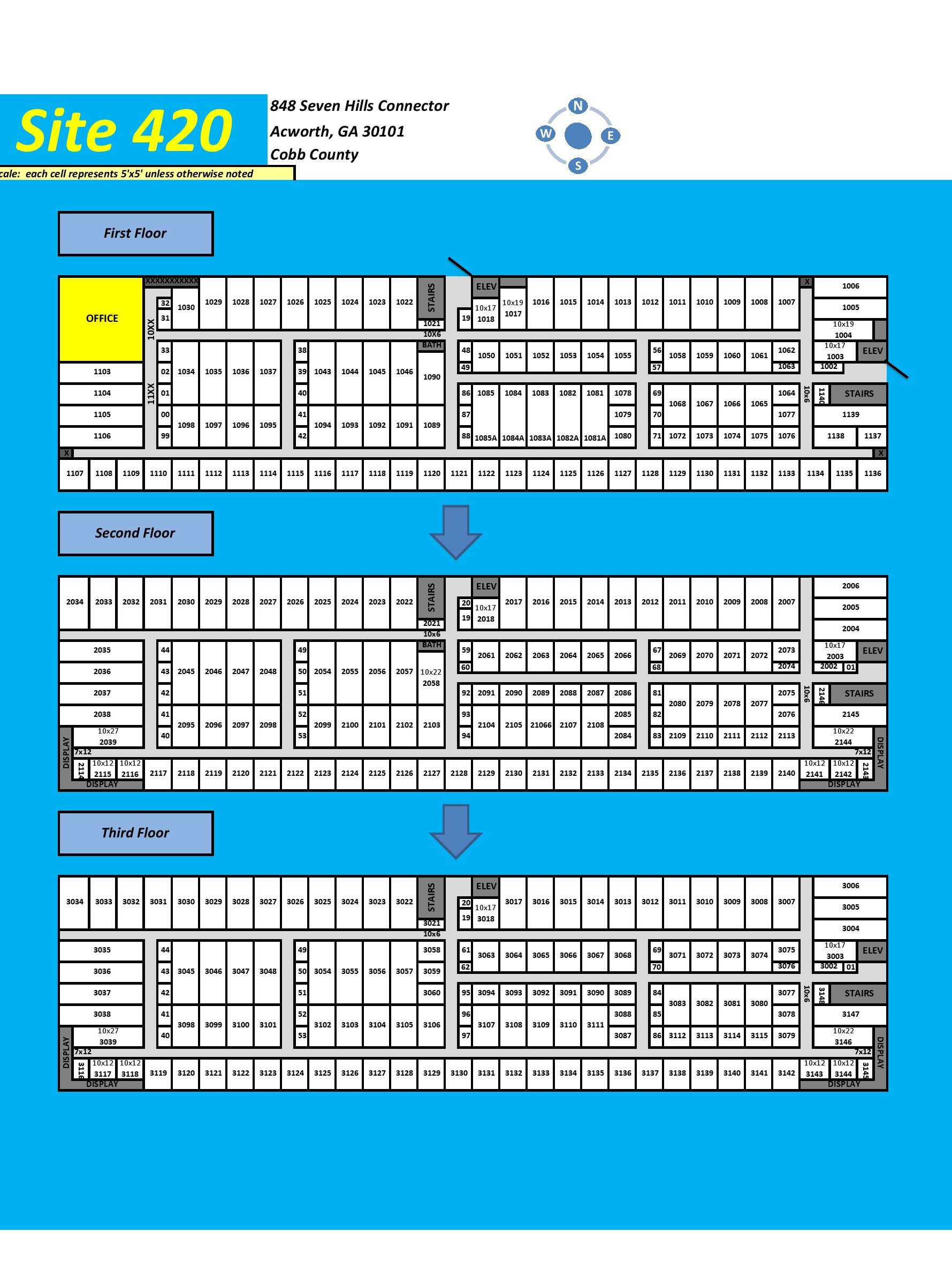 Compass Self Storage facility map.