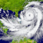 A hurricane approaching Florida and the Southeast United States.
