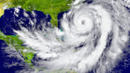 A hurricane approaching Florida and the Southeast United States.