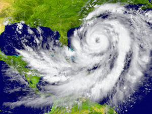 A hurricane approaching Florida and the Southeast United States.
